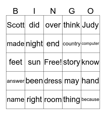 Edmark Level 2 (Lessons 25-48) Bingo Card