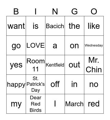 March Bingo Card