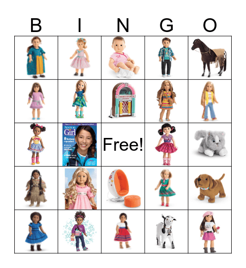 American Girl Doll Bingo Card