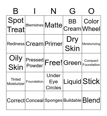 Beauty Bingo Card