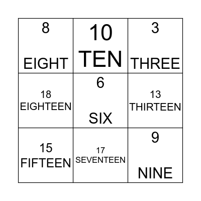Number Bingo Card