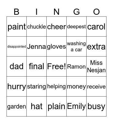 Kate's Helping Day Bingo Card