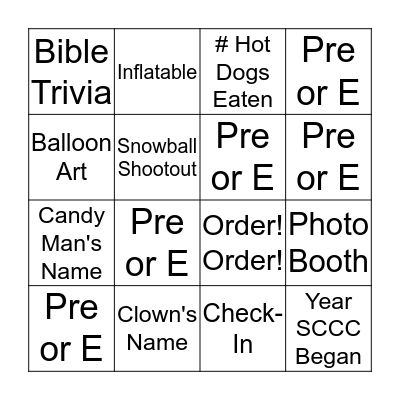 Amazing Race Bingo Card