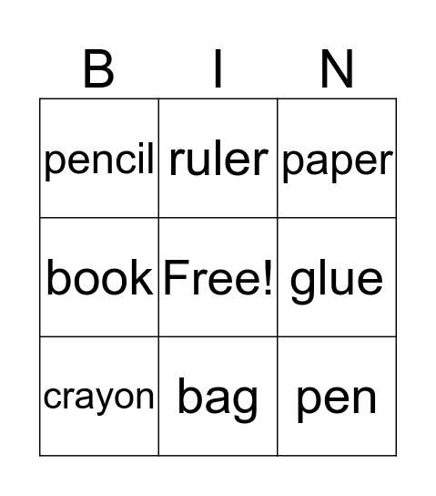 SSA Bag Bingo Card