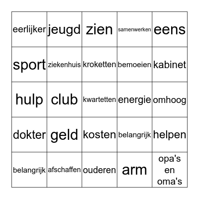 TaalCafé Bingo Card