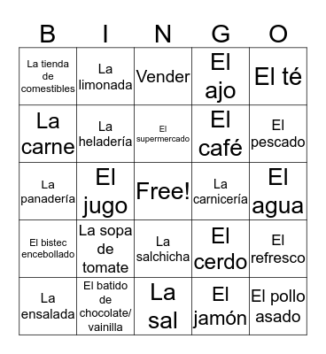spa Bingo Card
