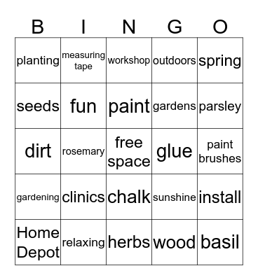 DO-IT HERSELF CLINIC Bingo Card
