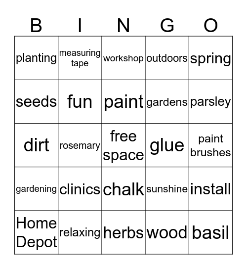 DO-IT HERSELF CLINIC Bingo Card