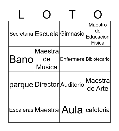 La Escuela Bingo Card