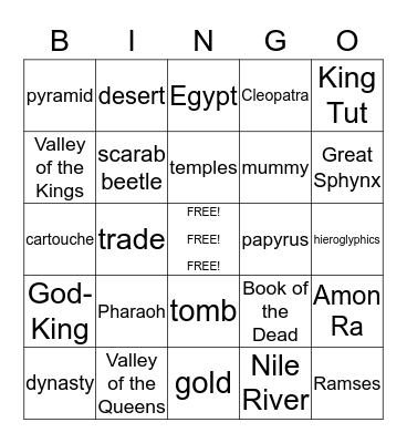 Ancient Egypt Bingo Card