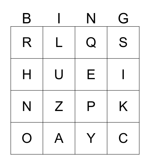 ABC BINGO Card