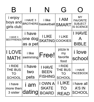 find a friend bingo  Bingo Card