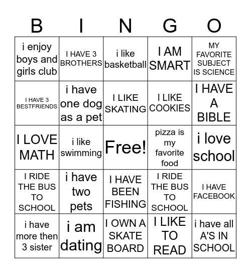 find a friend bingo  Bingo Card