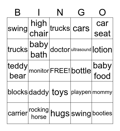 Baby Shower  Bingo Card