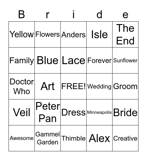 Alex+Anders Bingo Card