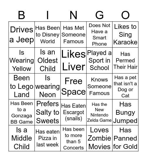 Avalon's Get to Know you Bingo! Bingo Card