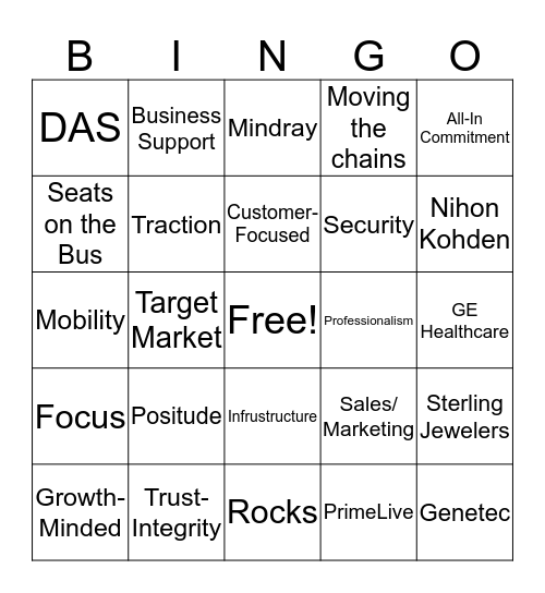 Prime Bingo Card