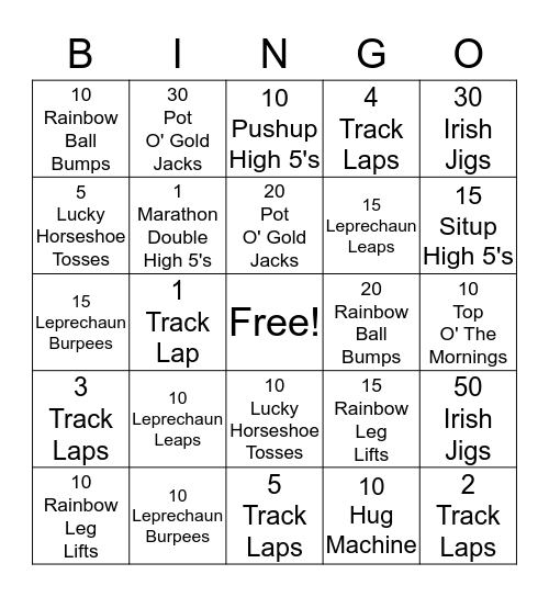 Irish Bingo Card