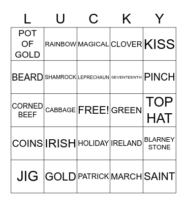 ST. PATRICK'S DAY Bingo Card