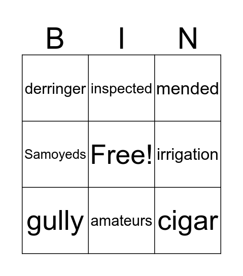 Stone Fox Bingo Card