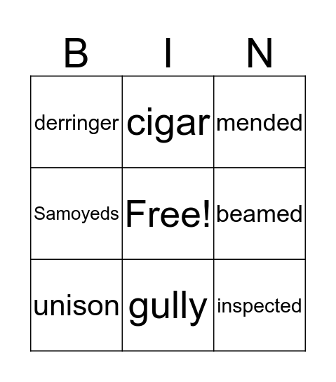 Stone Fox Bingo Card