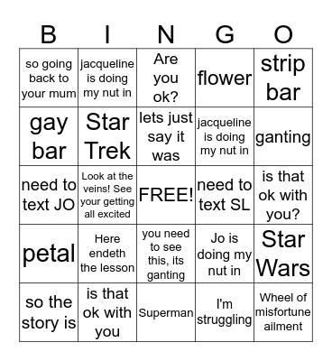ScarFeet  Bingo Card