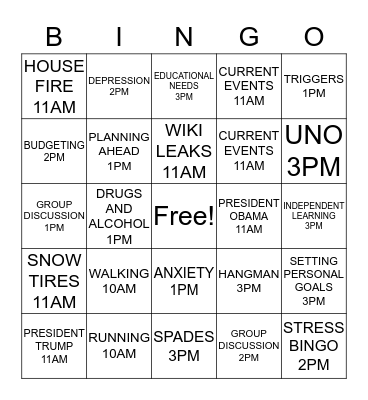 Time BINGO Card