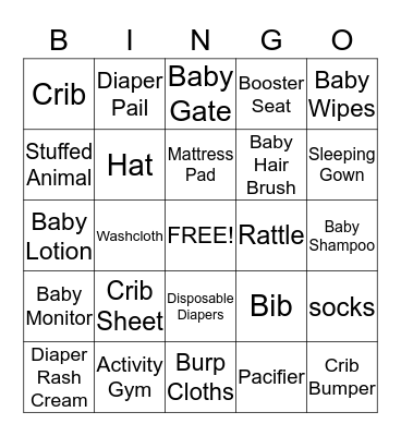 Baby Shower Bingo Card