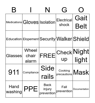 Star Studded SAFETY BINGO Card