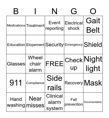 Star Studded SAFETY BINGO Card