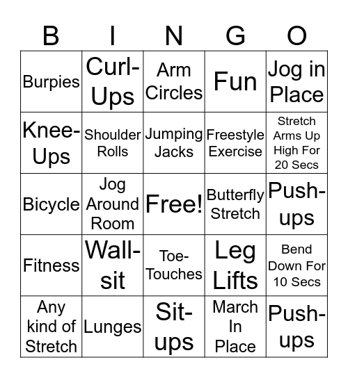 Fitness Madness-Ingo Bingo Card