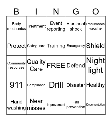 Star Studded SAFETY BINGO Card
