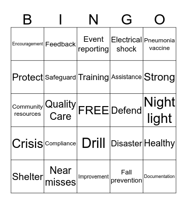 Star Studded SAFETY BINGO Card