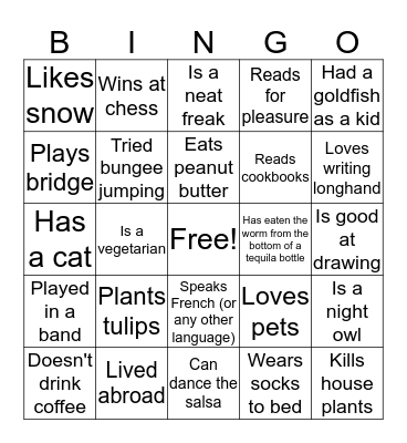 BRAIN BREAK Bingo Card