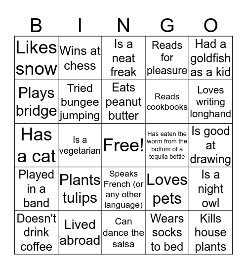 BRAIN BREAK Bingo Card