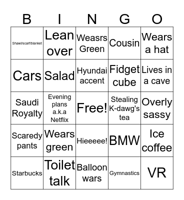 Tomas Bingo Card