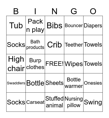 Janels baby shower  Bingo Card