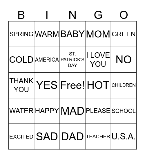 BINGO Card