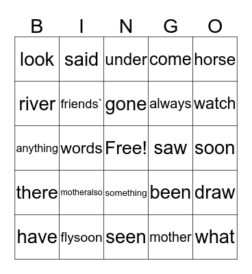 sight words week 18 Bingo Card