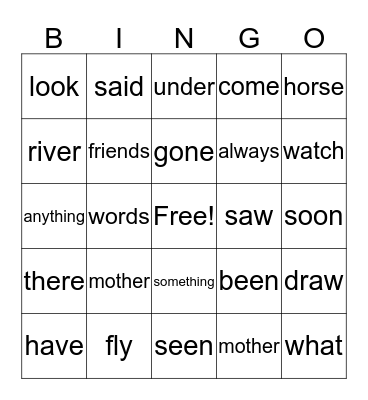 sight words week 18 Bingo Card