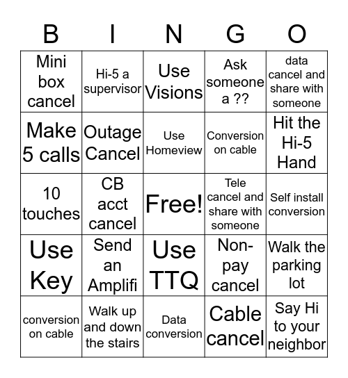 SCR Bingo Card