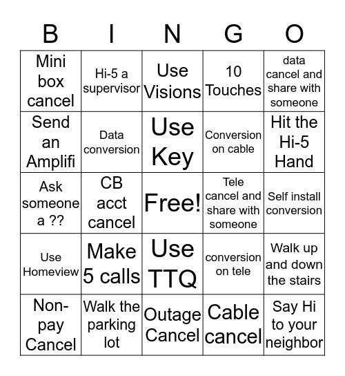 SCR Bingo Card