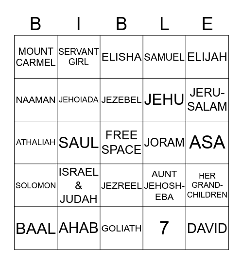 ATHALIAH & JOASH   lesson 61 (3rd)  Bingo Card
