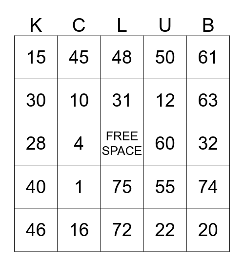 Territory Bingo Card