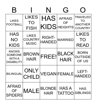 DIVERSITY BINGO Card