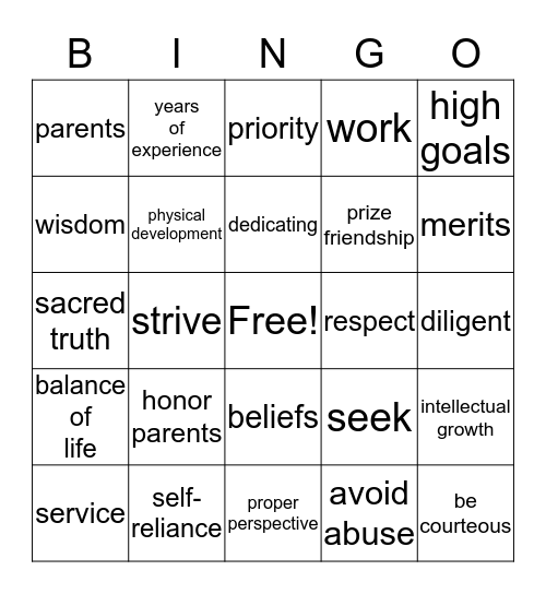Octagon Creed Bingo Card