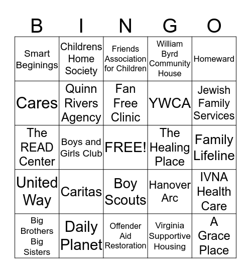 United Way Bingo Card