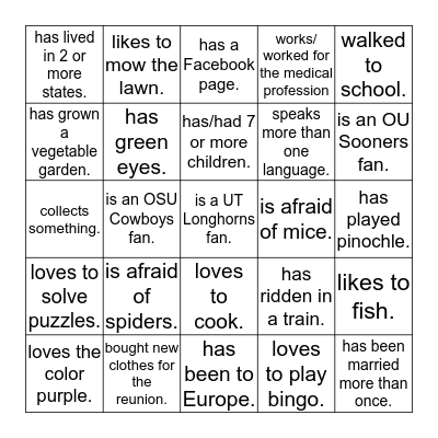 Find Someone Who . . .  Bingo Card