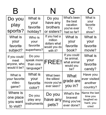 Get to know your peer Bingo Card