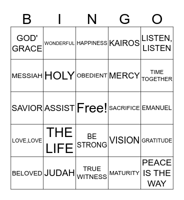 ACTS OF PEACE AND KINDNESS Bingo Card